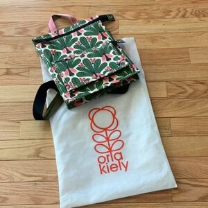 Orla Kiely Larkhall Green Pink Floral Backpack Matching Wallet Dust Bag NWOT